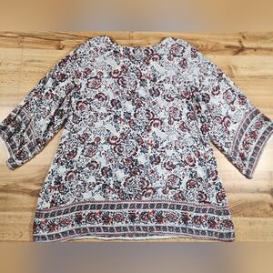 Anandas Collection Boho Tunic Dress Size L Tassels Colorful Coverup India Floral